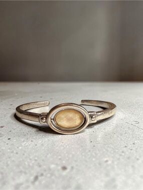 Sterling Silver Cuff Bracelet with Champagne Stone